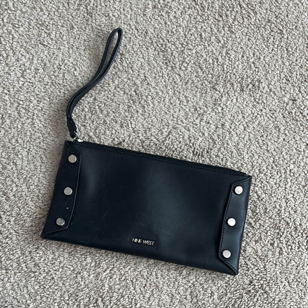 Nine West Black Clutch with Silver Accents